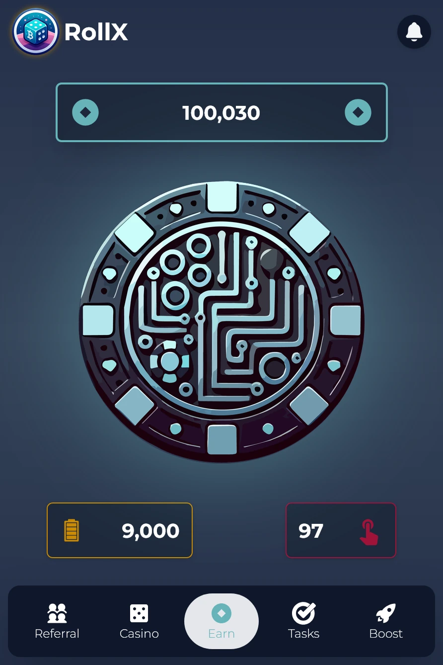 نمای وب‌اپلیکیشن تلگرامی RollX